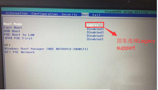 ��Boot Mode��UEFI�ĳ�Legacy Support